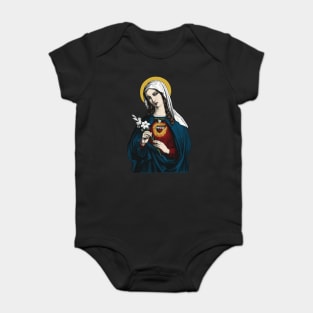 Virgin Mary with her Immaculate Heart Baby Bodysuit